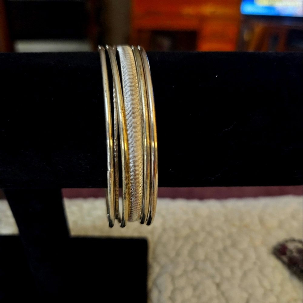 Elegant Silver and Gold Bangle Set